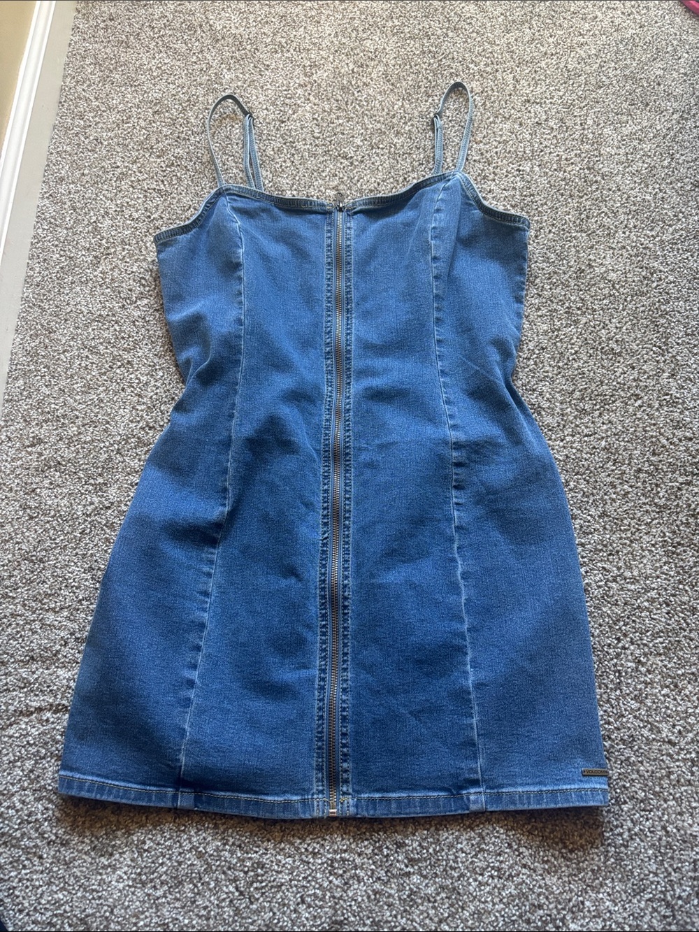 Volcom Blue Denim Mini Dress with Front Zip